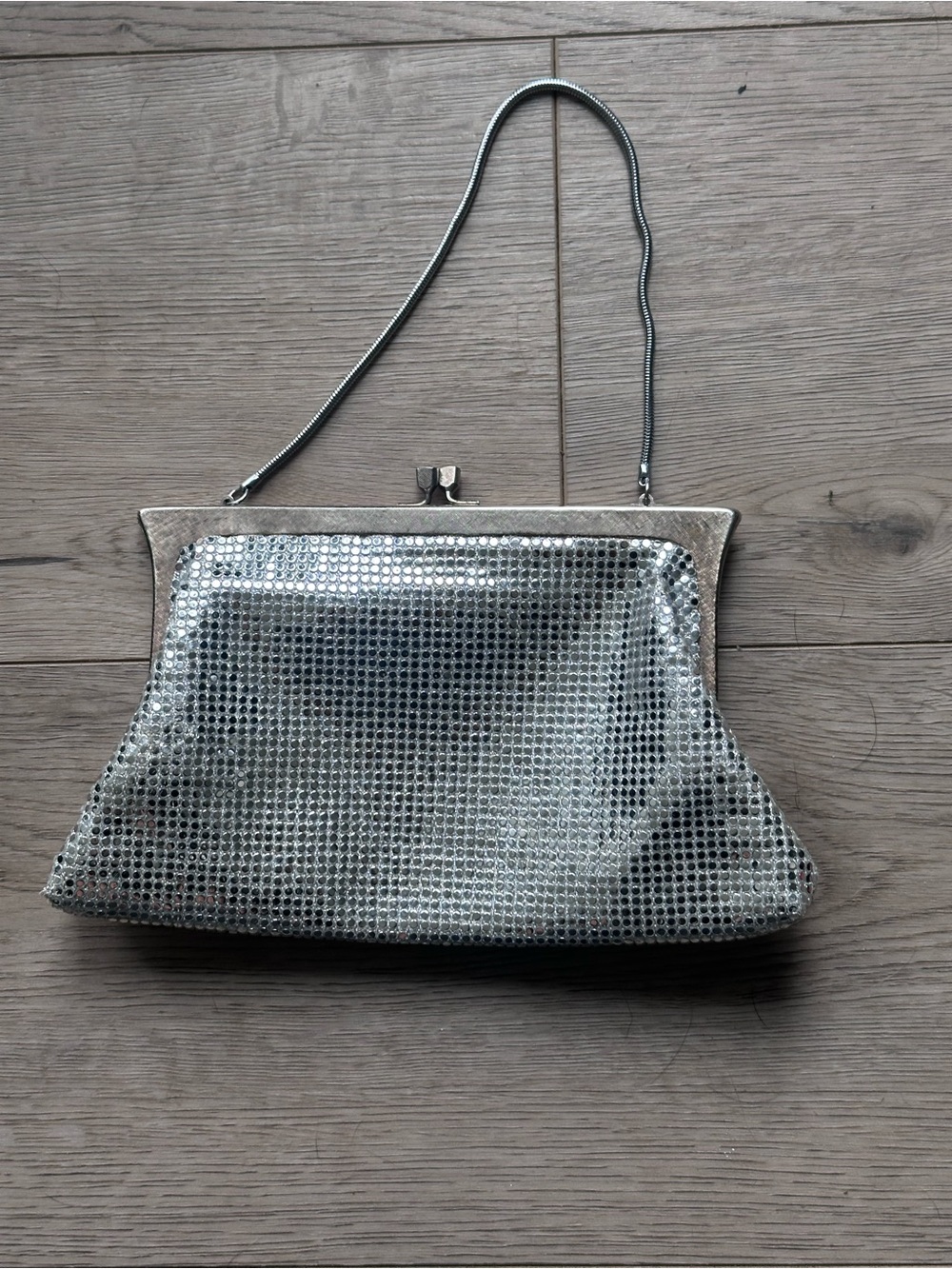 Vintage Bag by Debbie Silver Mesh Evening Bag Japan Chain Strap Clutch Purse